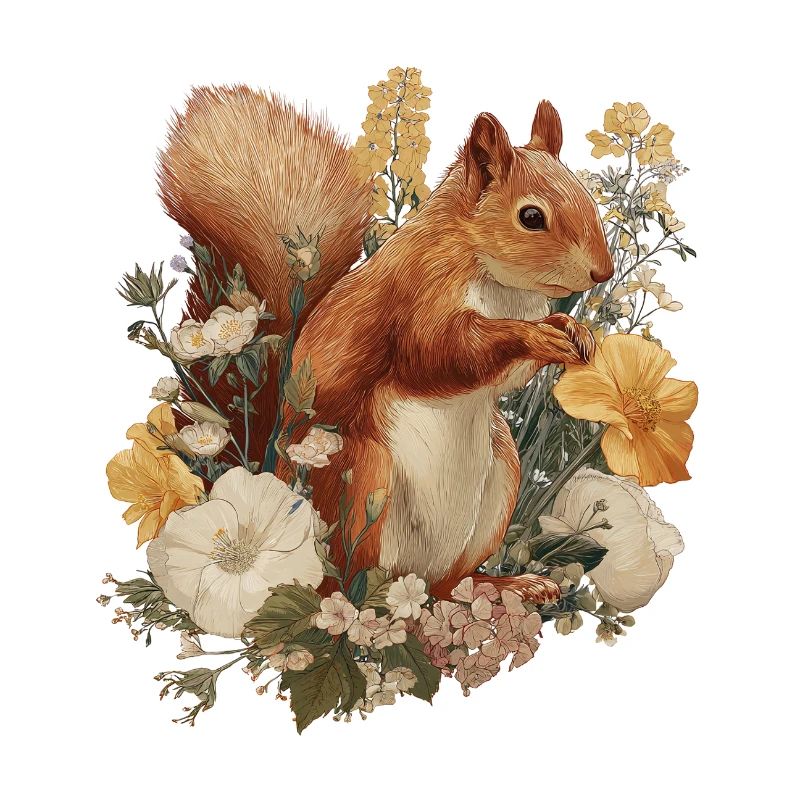 Eichhörnchen Blumen Cottagecore