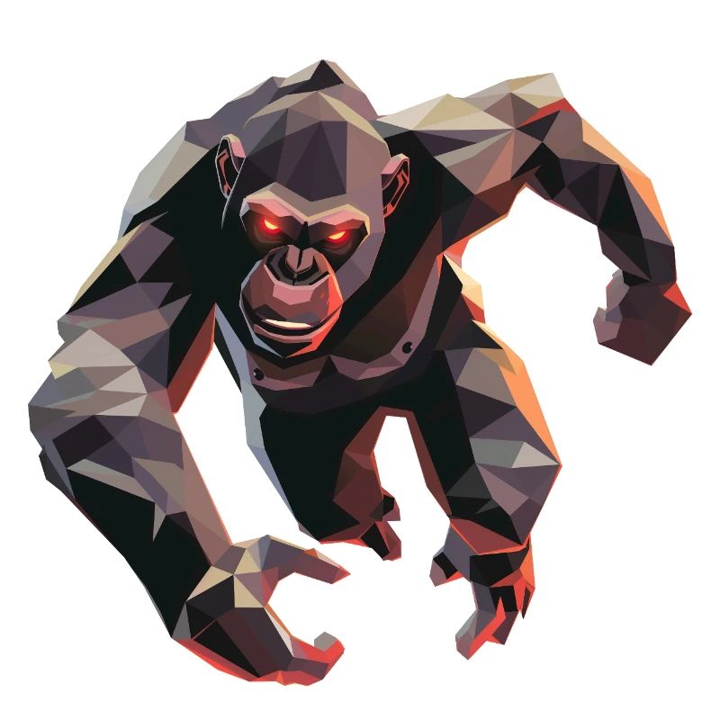 Gorilla im Low Poly Stil