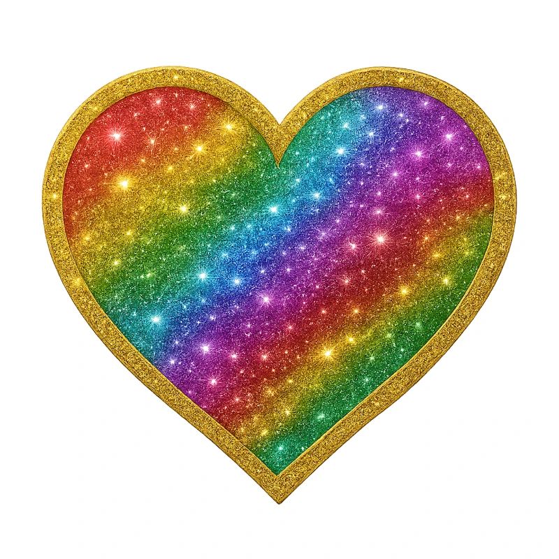 Regenbogenherz mit Goldrand
