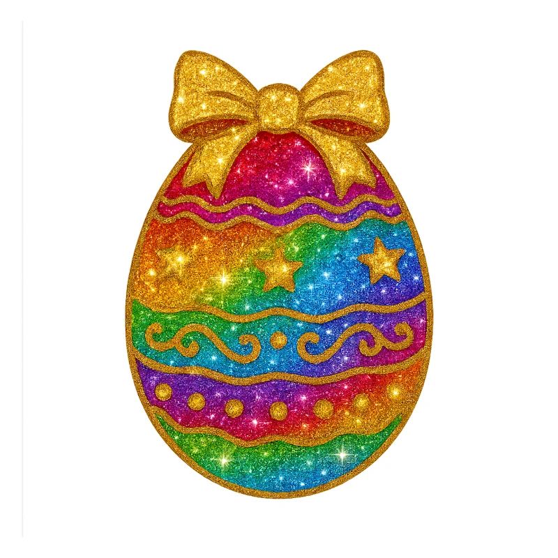 Regenbogen Glitzer-Ei mit Schleife