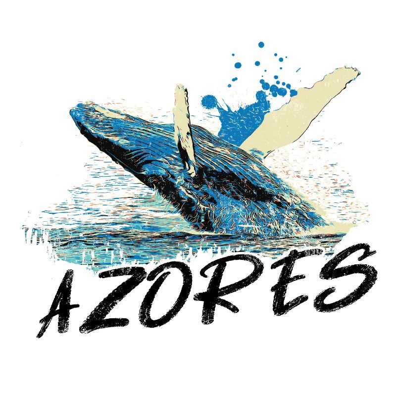 Blue Abstract Wave with Humpback Whale