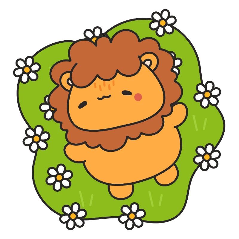 Lionceau joyeux sur gazon fleuri