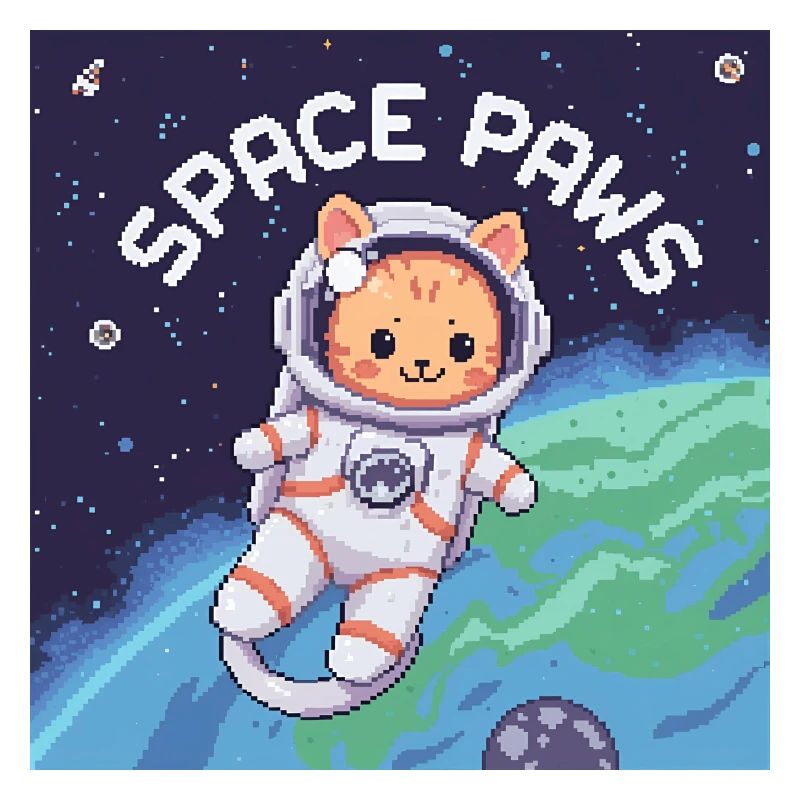 Space Paws - Pixel Cat Astronaute