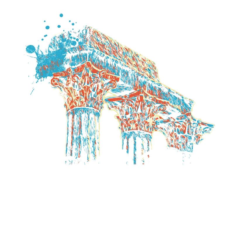 Illustration colorée du temple romain d’Évora