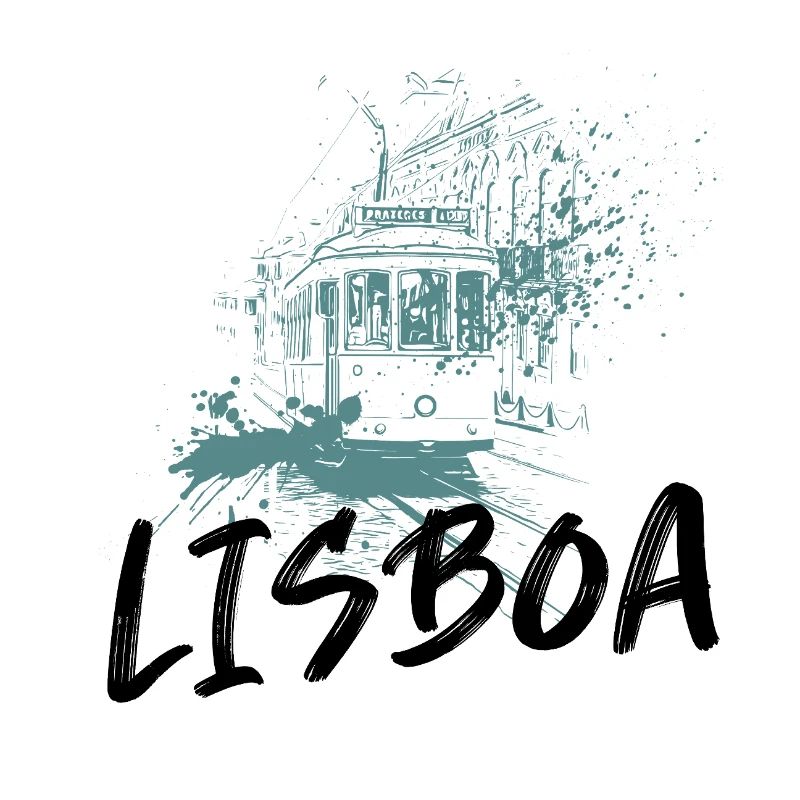 Tramway à Lisbonne illustration bleue
