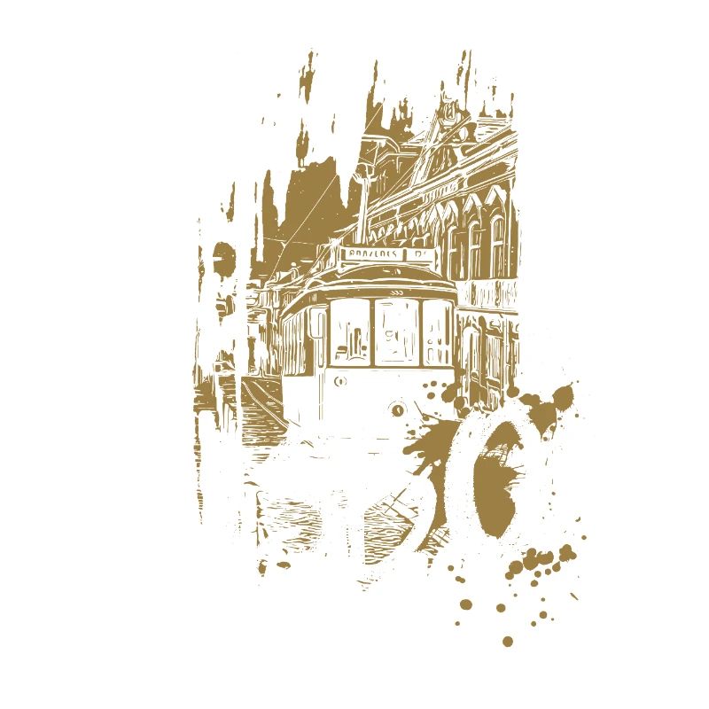 Tramway à Lisbonne illustration ocre