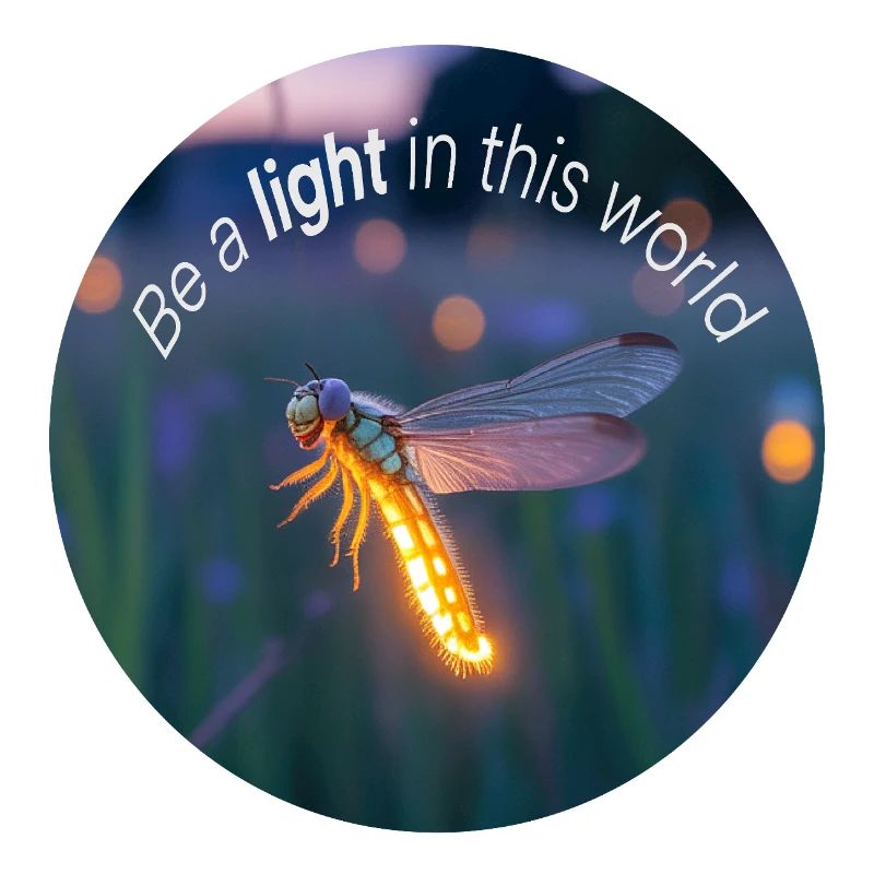Glowing firefly with a positive message