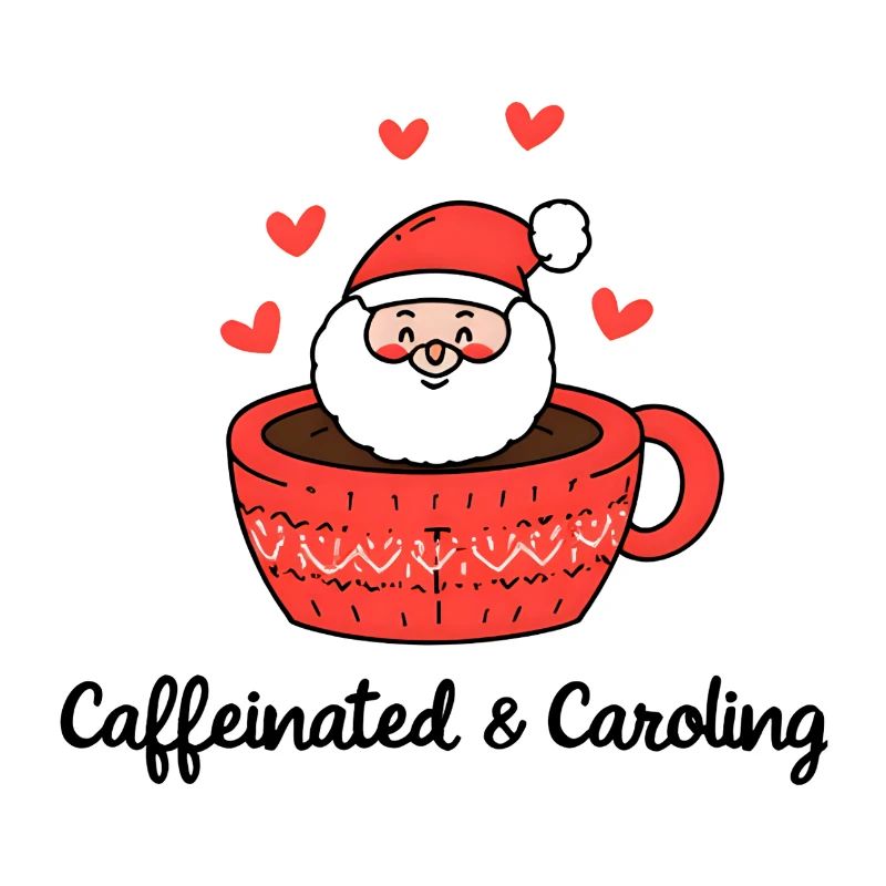 Caffeinated & Caroling Santa in Tasse mit Herzen