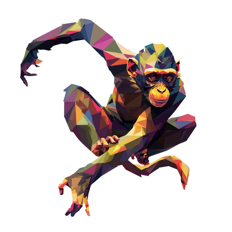 Géométrique Coloré Singe