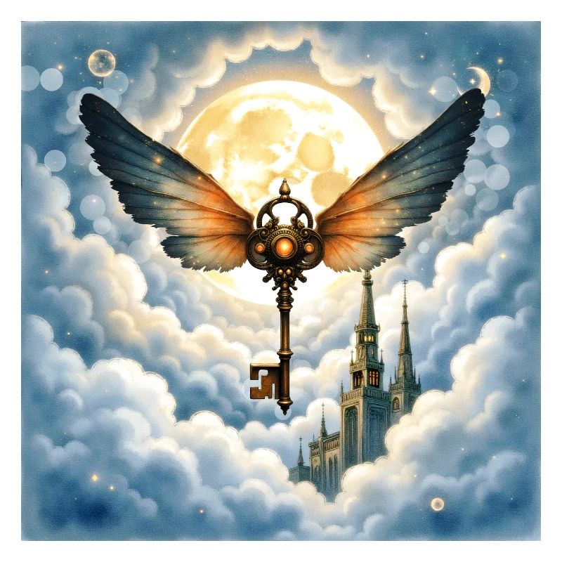 Clé ailée dans le ciel nocturne