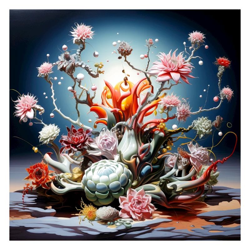 Flower alchemy in neon light