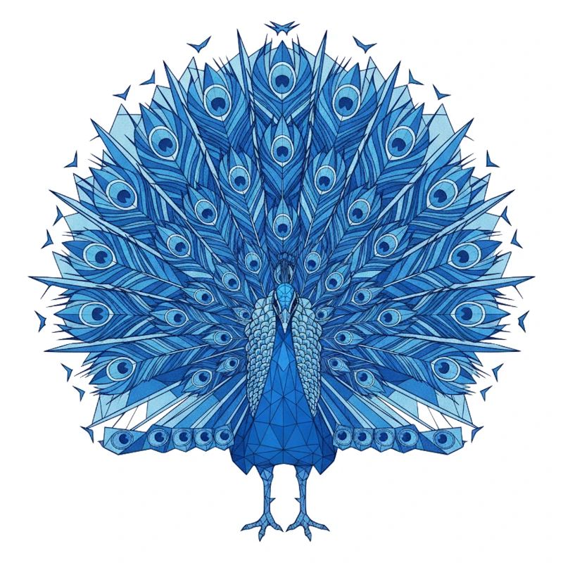 Cobalt Blue Peacock Fan
