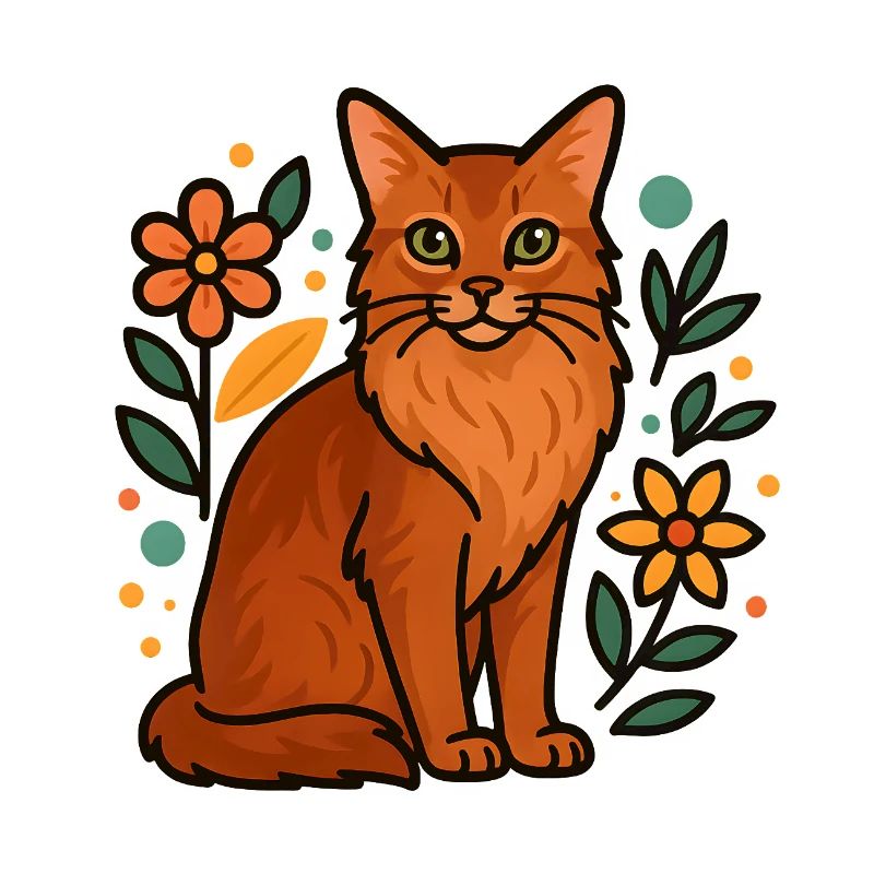 Chat somalien et fleurs