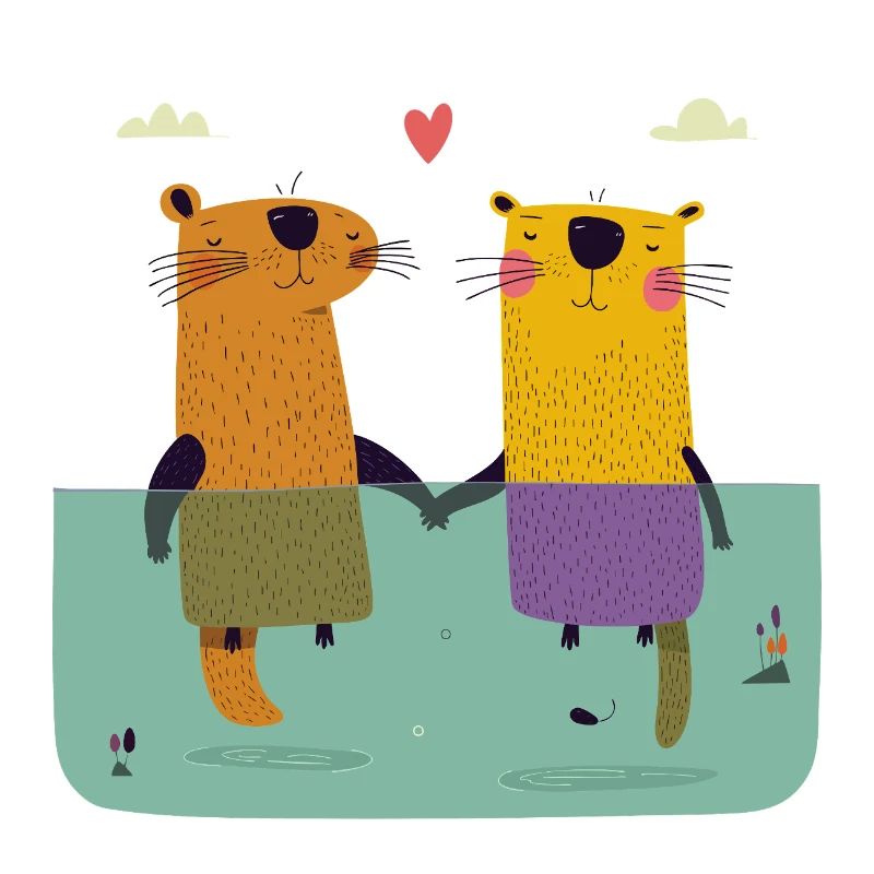 Two otters in love