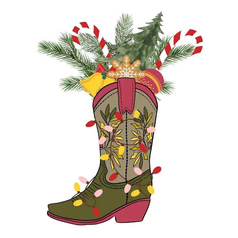 Bottes de cow-boy de Noël