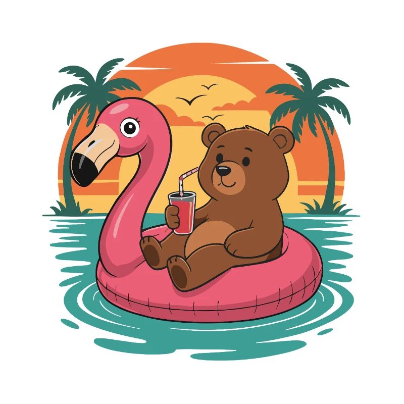 Funny Bear Tropical Summer Flamingo Float