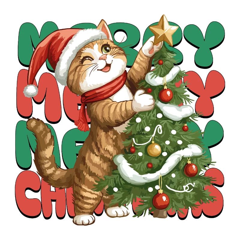 Chat Arbre de Noël Noël Noël Mignon Drôle