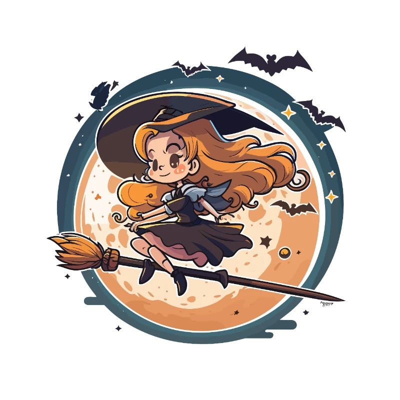 Moonlight Witch on Broom