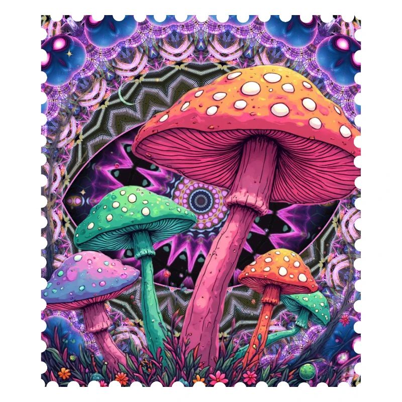 Psychedelic Mushroom Shapes Neon