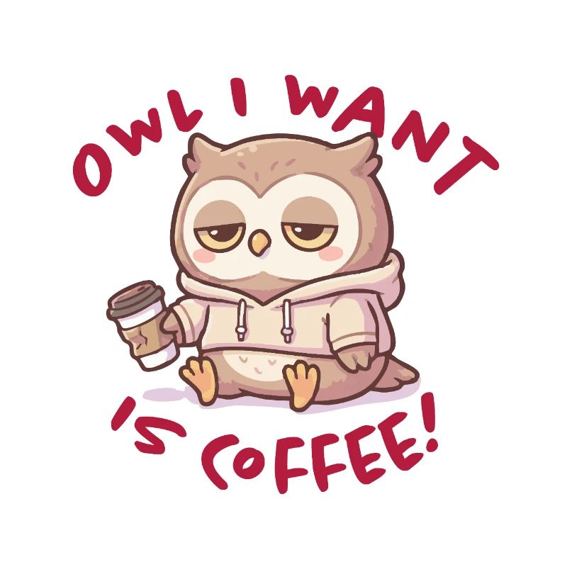 Sweat à capuche Coffee Love Owl Pullover