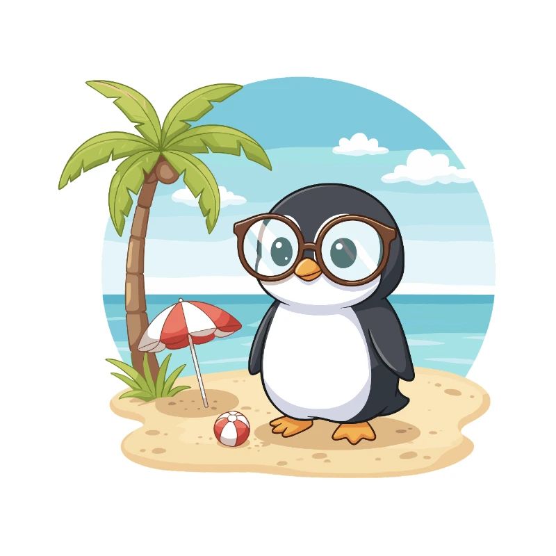 Vacances d’été de Plage du Pingouin Mignon aux Lunettes