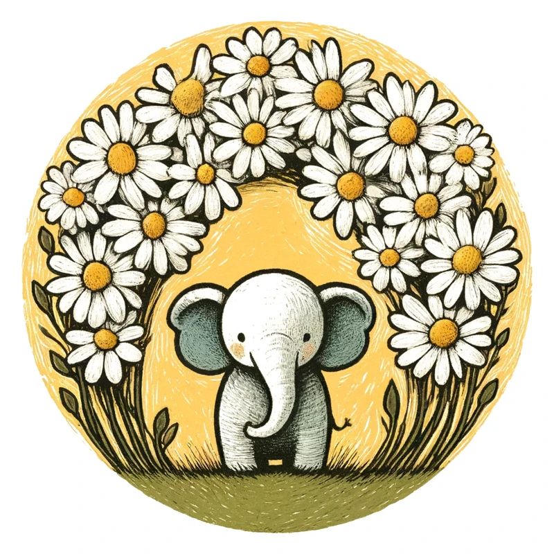 Elephant in Daisy Ring