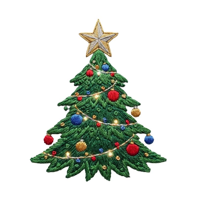 Embroidered Christmas tree – Christmas design (printed)