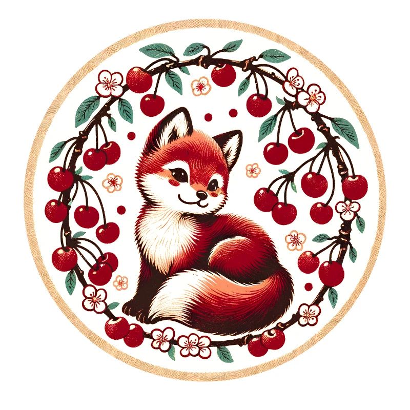 Cherry Ring Fox Vintage Circle