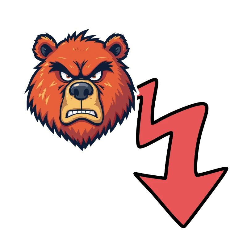 Angry bear head with red zigzag -