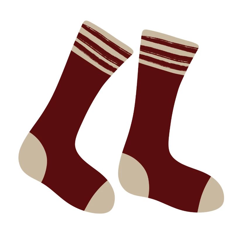Maroon Striped Toe Socks