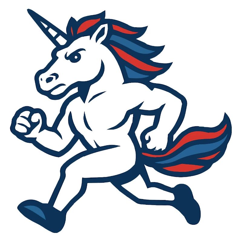 Mascotte athlétique de la licorne rapide