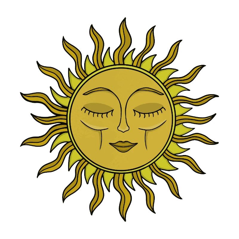 Vintage Celestial Sun Mystical Boho Art