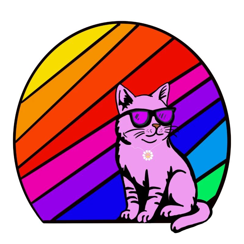 Chat arc-en-ciel avec des lunettes de soleil