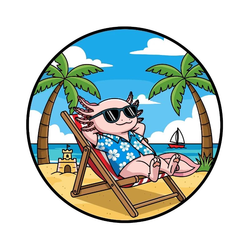 Cool Axolotl Beach Vacation Summer Vibes