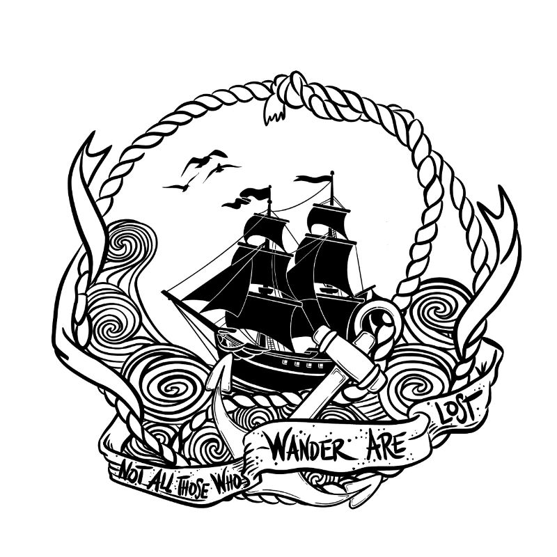 Pirate ship in a rope circle