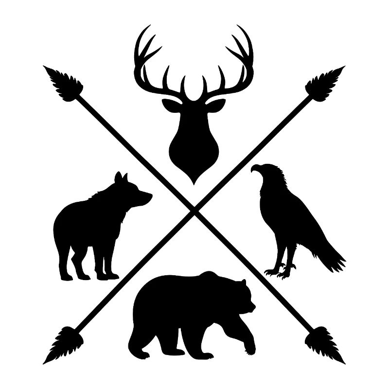 Forest Animals Wilderness Deer Wolf Bear Arrows