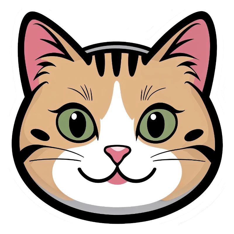 Cat Head Smile Cartoon
