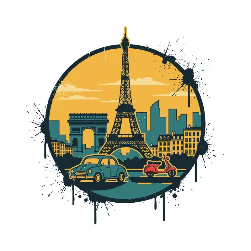 Paris City Skyline Eiffelturm Retro Abzeichenkunst