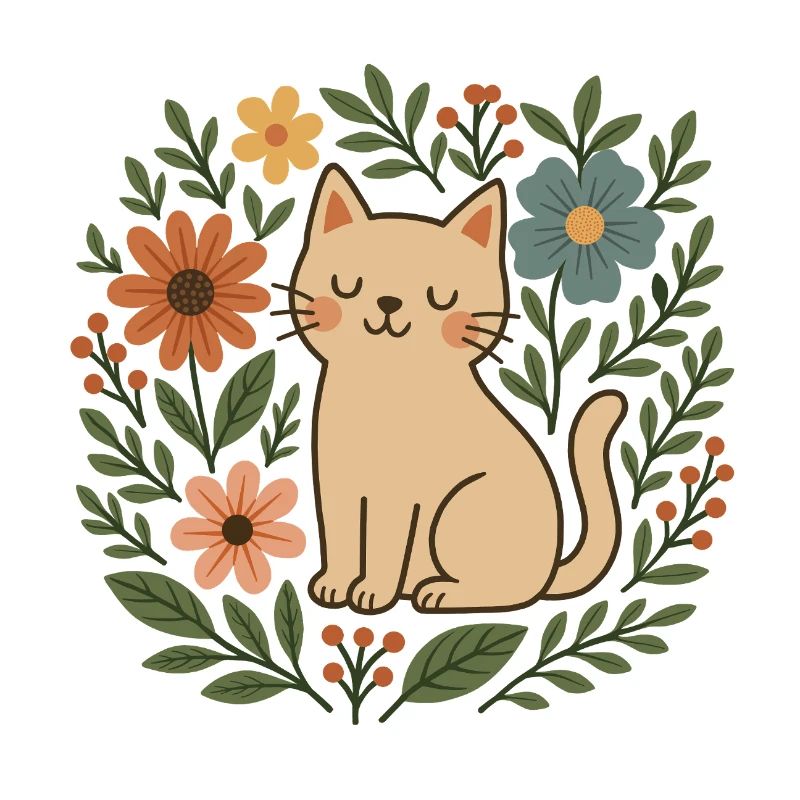 Chat fleuri parmi les fleurs