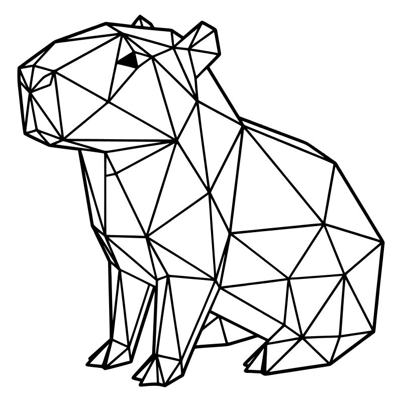 Capybara Geometric Origami Modern Animal Black