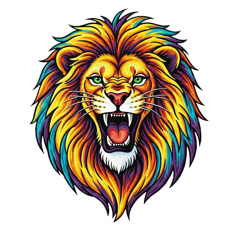 Explosion de Lion Arc-en-ciel Néon