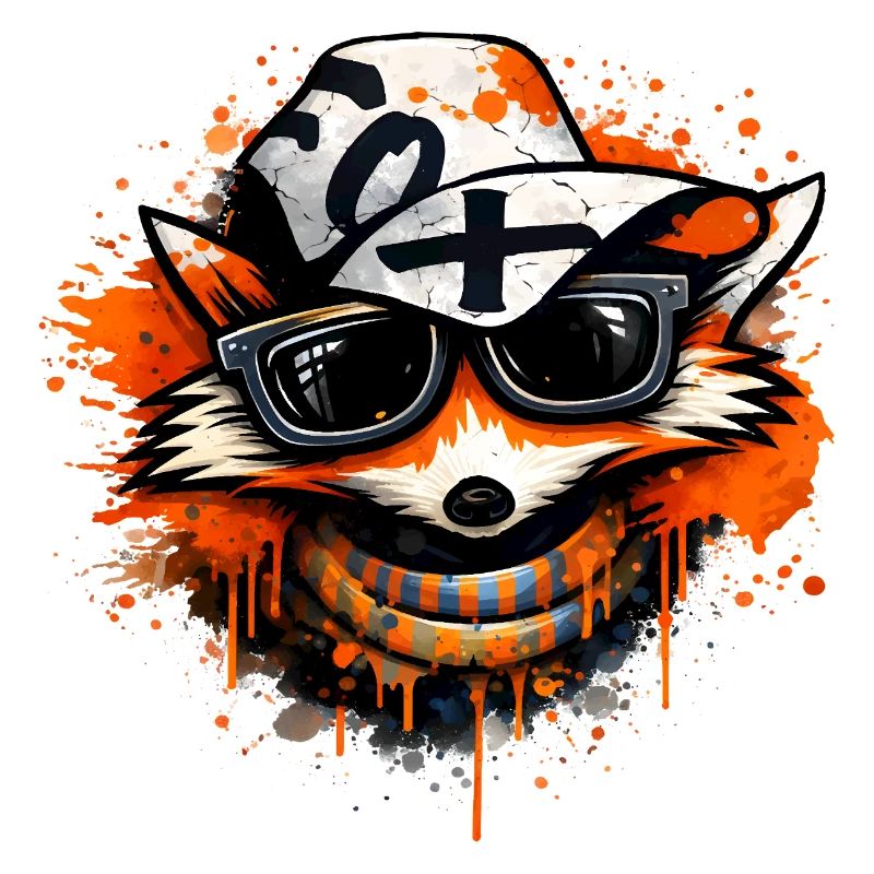 Cooler Fuchs mit Kappe und Sonnenbrille 
