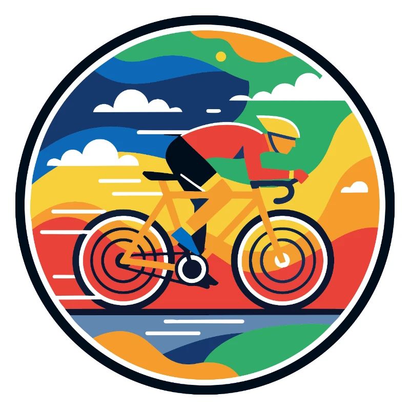 Color Explosive Road Cyclist Bicycle Speed Motif