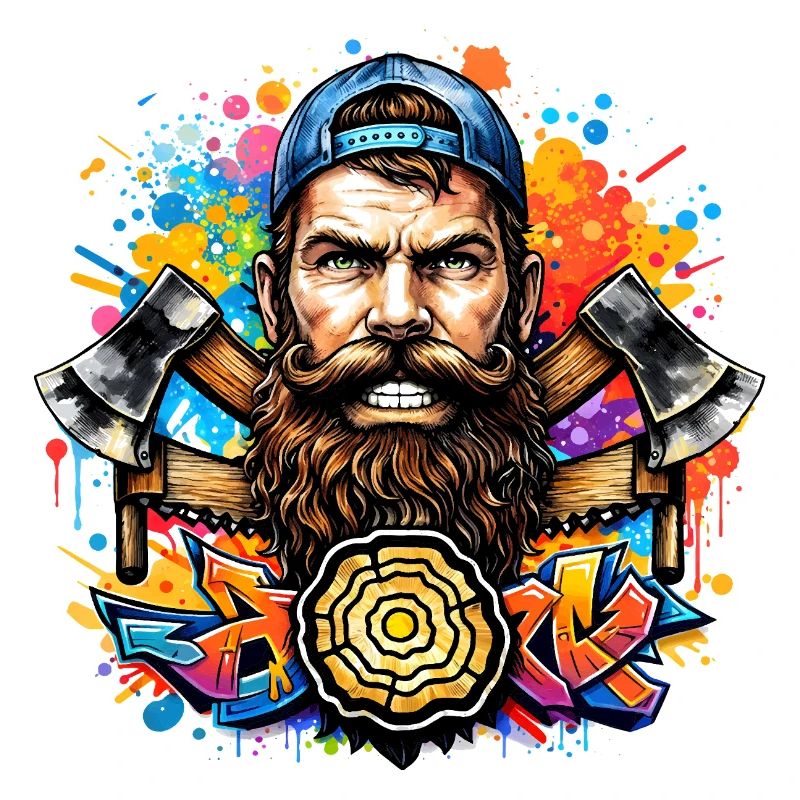 Bûcheron graffiti avec double hache