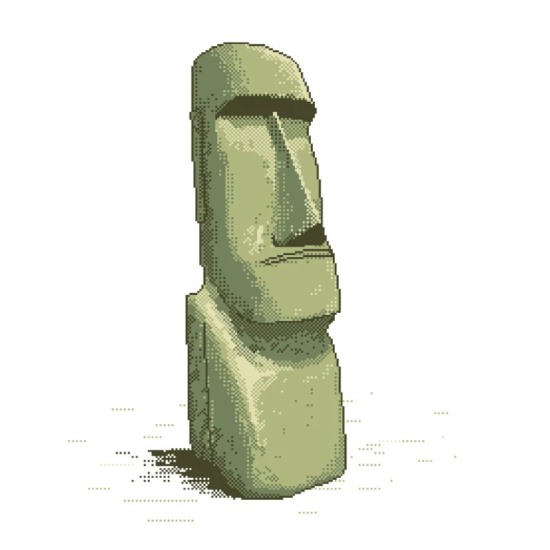 Retro Pixel Art Moai Easter Island Statue