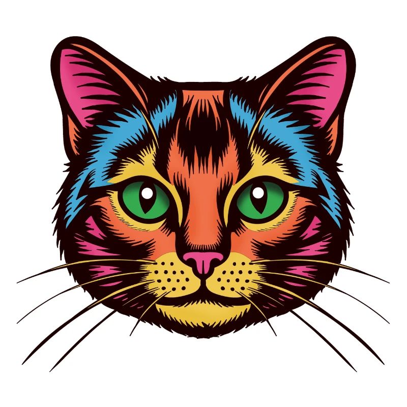 Chat coloré Pop Art Visage