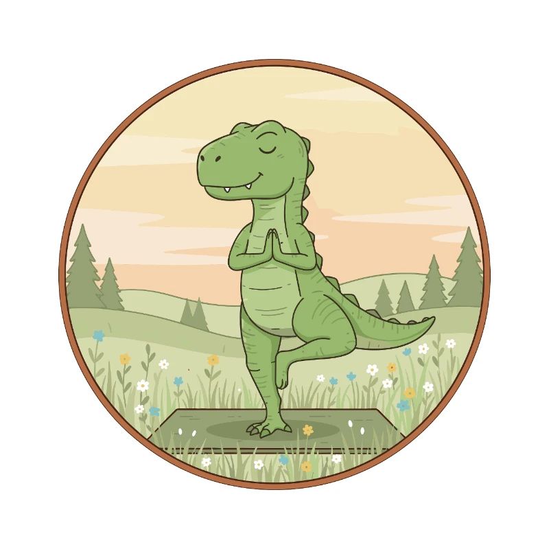 Yoga T-Rex Dinosaur Doing Tree Pose