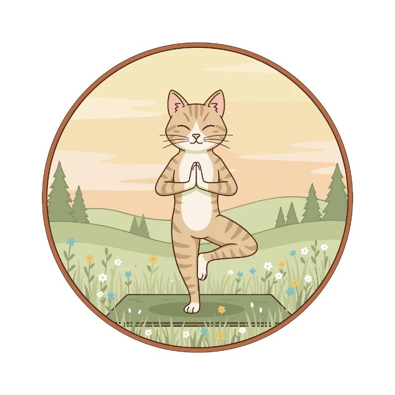 Yoga Cat Kitten Doing Tree Pose Art