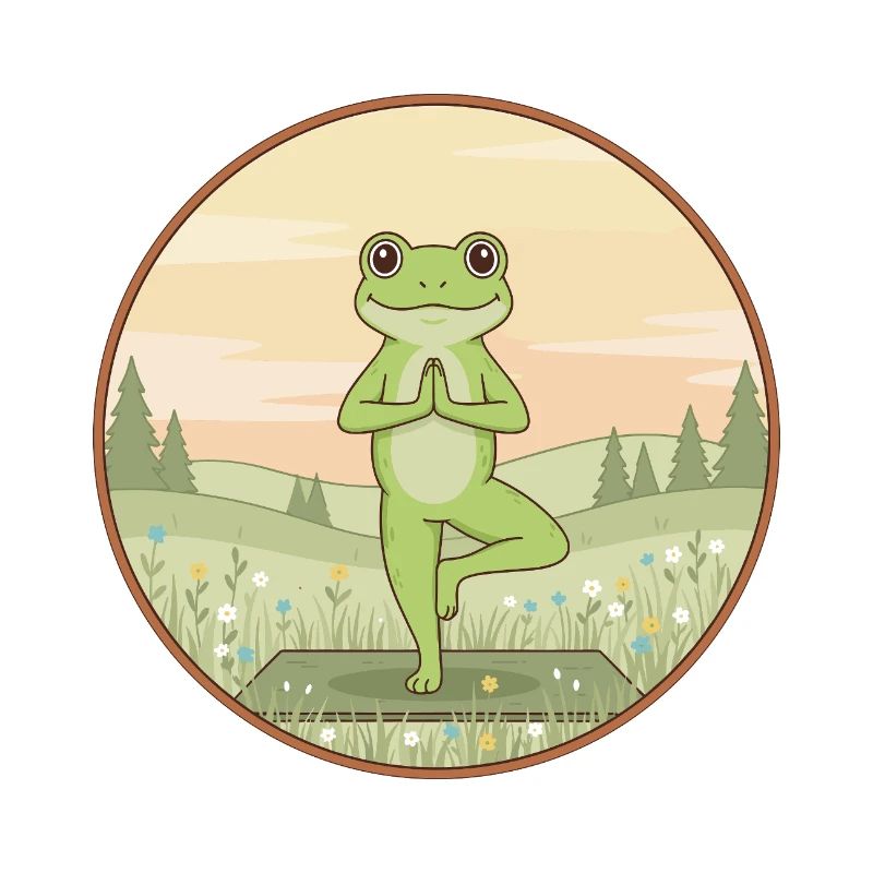 Yoga Frog Amphibian Doing Tree Pose