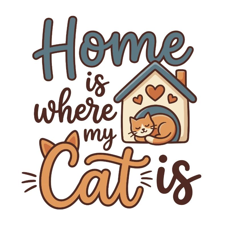 Chez moi, c’est là où est mon chat – motif de chat mignon